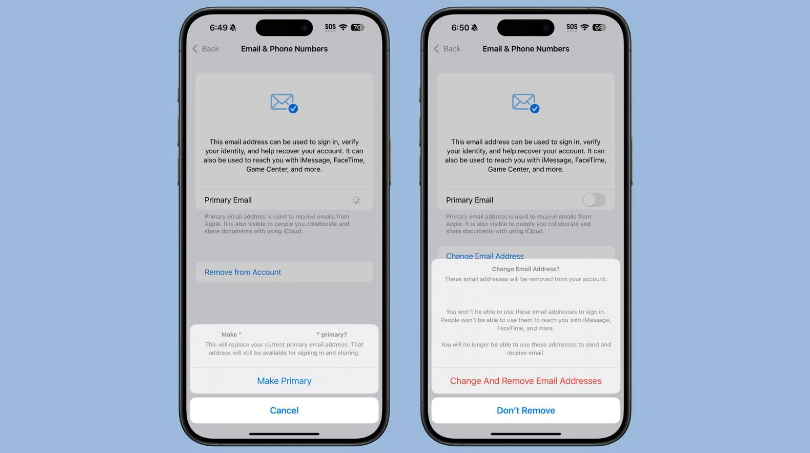 沈北苹果手机维修分享苹果 iOS 18.1 支持设置“主要”邮箱地址并更改 iCloud 邮箱 